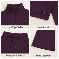 Op maat gemaakte private label dames zachte fleece tweedelige set met trekkoord in de taille voor dagelijks woon-werkverkeer en ontspannende momenten na het sporten