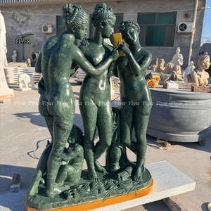 Décoration de <span class=keywords><strong>jardin</strong></span> Célèbre sculpture à la main en pierre naturelle marbre Statue de fille nue grandeur <span class=keywords><strong>nature</strong></span> Trois sculptures de beauté - Product Image 2