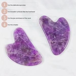 100% vera naturale ametista Gua Sha <span class=keywords><strong>pietra</strong></span> <span class=keywords><strong>massaggio</strong></span> di alta qualità viola del <span class=keywords><strong>viso</strong></span> cuore Guasha <span class=keywords><strong>pietra</strong></span> per la cura della pelle del <span class=keywords><strong>viso</strong></span> - Product Image 2