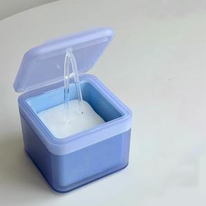 Bouteille carrée en plastique <span class=keywords><strong>à</strong></span> double paroi personnalisée pour les soins de la peau Pot de tampon de coton carré Tweenzers de flocon de coton démaquillant pour le visage - Product Image 3