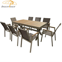 Ensemble de table et chaises de salle à manger d'extérieur en métal pour terrasse et balcon, pour 8 personnes, table de salle à manger d'extérieur de luxe et 8 chaises