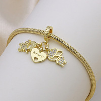 Bracelet pendentif en zircon en forme de cœur pour garçons et filles, bijoux de mode, vente en gros