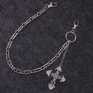 Cadena para Pantalones con Colgante de Cruz Yueli, Estilo Punk Tibetano, Cadena para la Cintura de Plata Tibetana para Uso Diario - Product Image 3