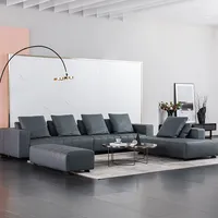 Mebel Kulit Ruang Tamu Ruang Tamu Modular, Sofa Italia Besar Nyaman