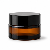 Pot cosmétique en verre ambré de 5g, 10g, 20g, 30g, 50g avec couvercle à vis noir pour crème, baume, échantillons de soins de la peau