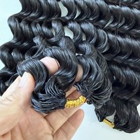 Extensions capillaires humaines vietnamiennes et birmanes ondulées au crochet, 16 pouces, 50g, nœuds miracle, sans ruban adhésif / colle, sans anneaux, invisibles et sans nœuds