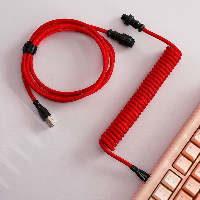 Customized Type-C Spiral USB Extension Fixed Rod Counterweight Air Line Mechanical Keyboard Data Cable Coiled Usbc Cable Data