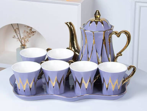 Sang trọng 8-mảnh gốm cà phê và trà Set cho ramadan vàng trang trí ấm trà và cup Set Turkiye phong cách - Product Image 6
