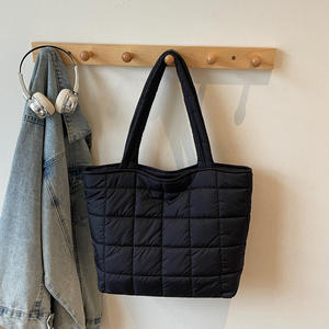 Sac fourre-tout d'hiver en coton pour femme 2026 avec fermeture éclair, grande capacité, broderie, sac à ordinateur portable matelassé - Product Image 5