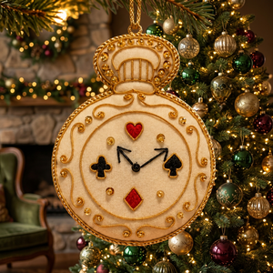 Stonecrafts International Montre de poche royale à motif de cartes à jouer, broderie perlée suspendue Zari, moderne, faite à la main, de luxe, décorative murale - Product Image 4