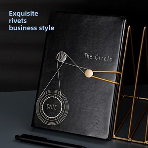Cá nhân hoá A5 máy tính xách tay màu đen kinh doanh kỷ lục sinh viên tay sổ cái có thể in với A3 Kích thước da Bìa chủ đề may RÀNG BUỘC - Product Image 3