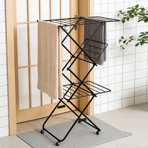 Toptan Çok Amaçlı Katlanabilir Giysi Askılığı Metal Hareketli Çamaşır Kurutmalığı Tekerlekli Katlanabilir Çamaşır Askılığı - Product Image 5