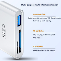 Adaptador Hub Multi-Puerto 3 en 1 Tipo-C/Micro-B/Micro USB a USB A OTG con Lector de Tarjetas de Memoria TF y SD para Android y Portátiles
