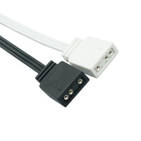Kabel Ekstensi Kipas ARGB Casing PC (5V 3-Pin) 1-ke-1 Splitter, Kabel Pipih Hitam, Tembaga Murni