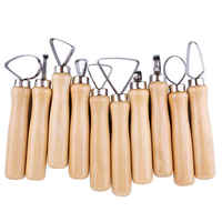 Starbloom Art – Kit de 10 outils de sculpture en argile à manche en bois pour poterie, modelage et façonnage de céramique, idéal pour les loisirs créatifs DIY