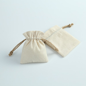 Sac à cordon pour bijoux en coton et lin, 8x10cm, 15x20cm, rangement pour bijoux, bagues, banques d'alimentation, tissu rectangulaire blanc cassé - Product Image 3