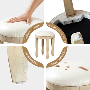 <span class=keywords><strong>Coiffeuse</strong></span> <span class=keywords><strong>vintage</strong></span> 46 pouces avec miroir à cadre floral incurvé, table de maquillage élégante avec 5 tiroirs et tabouret en cuir - Product Image 4