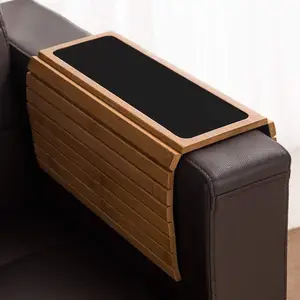 Amz New Hot Sale Portable Serving Desk Arm Table Sofa Arm Tray Table Bamboo Sofa Arm Tray For Cup Of Coffee