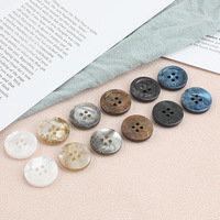 Kancing Resin Cangkang Imitasi Bentuk Bulat Tepi Tipis Berbagai Warna 4 Lubang 14L 16L 18L 20L 24L 28L 32L untuk Kemeja