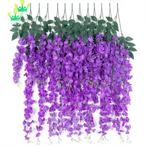 Artificial Flowers Wisteria 12PCS Flowers Vine Garland Hanging Trailing Plants Bush String Flower for Wedding Party