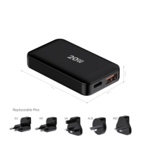 Chargeurs rapides USB-C PD 20W ultra pliables Tommox, chargeur USB C mobile pour tablette, double ports de charge Type-C, utilisation universelle, iPad