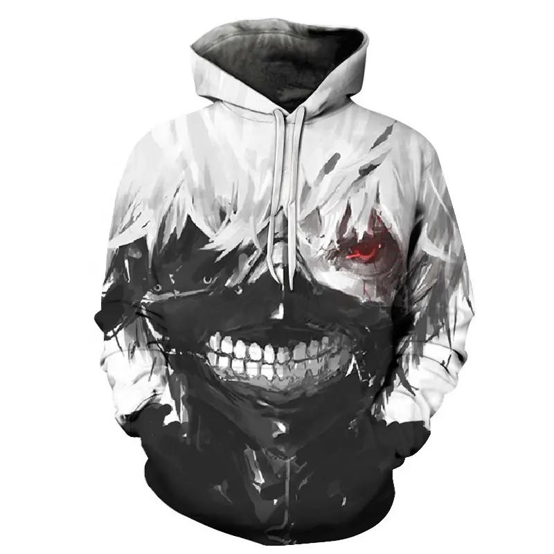 Áo Hoodie Chui Đầu In Hình Tokyo Ghoul Cho Nam Nữ, Quần Áo In Hình 3D Kỹ Thuật Số Theo Yêu Cầu Nhật Bản