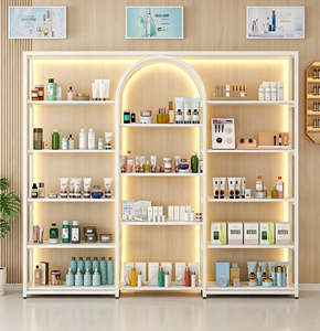 Étagère de présentation contemporaine en métal avec étagères blanches et rangement pour meubles de salon - Product Image 3