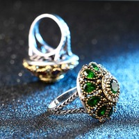 Bague de mariage cristal de nouvelle collection, tendance, pour femmes, Vintage, Look rond, couleur or, mosaïque rouge, bijoux turcs