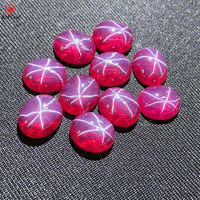 Redleaf Wholesale, pierres précieuses synthétiques en saphir rouge étoile, taille cabochon ronde plate, 5 mm-10 mm, rouge rose, bleu, corindon synthétique
