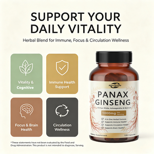 แคปซูลโสม Panax สูตรผสมอัชวากันธา บีทรูท และแปะก๊วย 4-in-1 สำหรับเสริมภูมิคุ้มกันและบำรุงสมอง (OEM รับผลิตแบรนด์ส่วนตัว) - Product Image 3