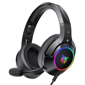 Onikuma Wired Faltbares Micro-Headset Schwarz K9 RGB LED Kostenloser Versand Günstige Headset-Kopfhörer Over-Ear-Kopfhörer für PC