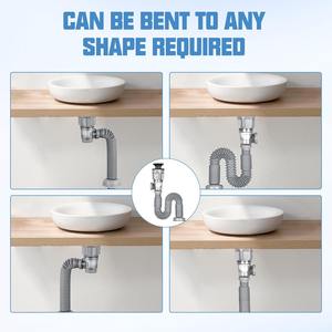 Kit de vidange de lavabo de salle de bain moderne amélioré en acier inoxydable 304 avec siphon pop-up et filtre anti-colmatage écologique - Product Image 6