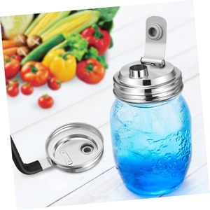 Couvercle à clapet non rechargeable en acier inoxydable pour bocaux à large ouverture de 86 mm - Pour cafetière à froid et infuseur à thé - Product Image 5