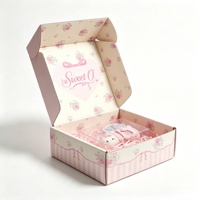 Boîte cadeau rose personnalisée avec logo imprimé, boîte d'expédition pliable en carton ondulé pour vêtements de boutique, bijoux, emballage postal