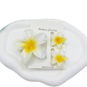 नए रंगीन उत्तम अंडे के फूल के तीन टुकड़े प्लास्टिक के बाल क्लिप सेट मीठे सिर के बाल कटवा क्लिप - Product Image 5