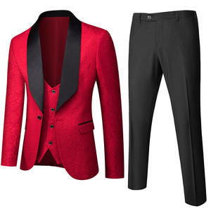 Trajes de Boda <span class=keywords><strong>para</strong></span> <span class=keywords><strong>Hombre</strong></span> (Chaqueta+Chaleco+Pantalones), Traje de Etiqueta <span class=keywords><strong>Blanco</strong></span> Jacquard con Cuello de Satén Negro, Esmoquin de 3 Piezas <span class=keywords><strong>para</strong></span> Novio - Product Image 5