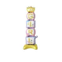 Ballons en Mylar à paillettes de grande taille pour révélation de sexe de bébé, fille ou garçon, avec socles pour fête prénatale ou anniversaire