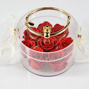 Factory price preserved Roses red Roses Buy Roses in a Round Acrylic Box