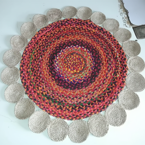 Tapis tressés en jute CHINDI JUTE TIKKI, fabrication mécanique, motif floral, écologique, antibactérien, antidérapant, à poils plats, avec support en jute, usage commercial - Product Image 2