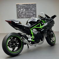 Modèle miniature en métal Kawasaki Ninja H2R à l'échelle 1:12, avec son et lumière, direction des roues avant, ornement de moto, jouet en alliage