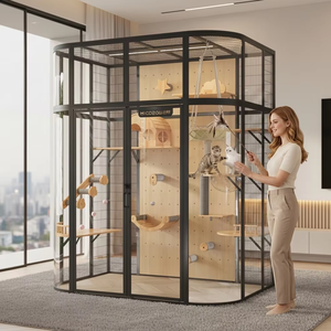 Enclos intérieur pour chat multi-étages en bois de pin massif de qualité supérieure, modèle Héritage - Product Image 3