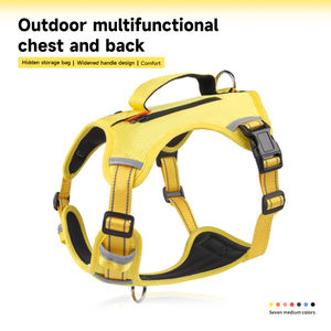 調節可能な反射素材入りソフトパッド入りペットハーネス、トレーニング、散歩、ハイキング用、引っ張り防止、防水、ポケット付き戦術犬用ハーネス - Product Image 1