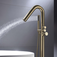 Robinet de bain à montage au sol salle de bain mélangeur d'eau chaude et froide robinet de baignoire de douche à main sur pied