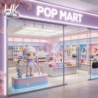 Vitrine d'îlot incurvée sur mesure avec éclairage LED et design écologique pour jouets