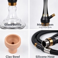 Chicha moderne à LED en aluminium courbé avec laque écologique et 2 flexibles en silicone pour fumer en soirée et en voyage