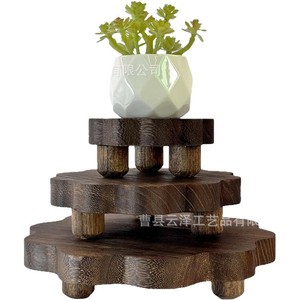 Cross-border wooden flower <b>pot</b> <b>stand</b>, home entryway succulent ornament shelf, small potted plant wooden simple display rack - Product Image 5
