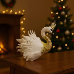 Homeera Christmas Swan Figurine 7in Gold Powder Finish Indoor Decoration Living Room Holiday Ornament - Product Image 2