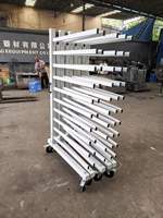 Chariot de rangement pliable multi-niveaux en acier avec roulettes pour le transport de matériaux en feuille et de portes en verre