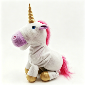 Juguete de Peluche Personalizado de Unicornio Blanco con Pelo Rosa y Cuerno Dorado de 31cm-50cm para Niños de 2 a 4 Años, Unisex, Animal de Peluche Suave - Product Image 6