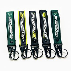 <b>Custom</b> Printed Logo Woven Lanyard Embroidery Carabiner Keychain Short <b>Key</b> Tag With Eagle Mouth Hook - Product Image 2